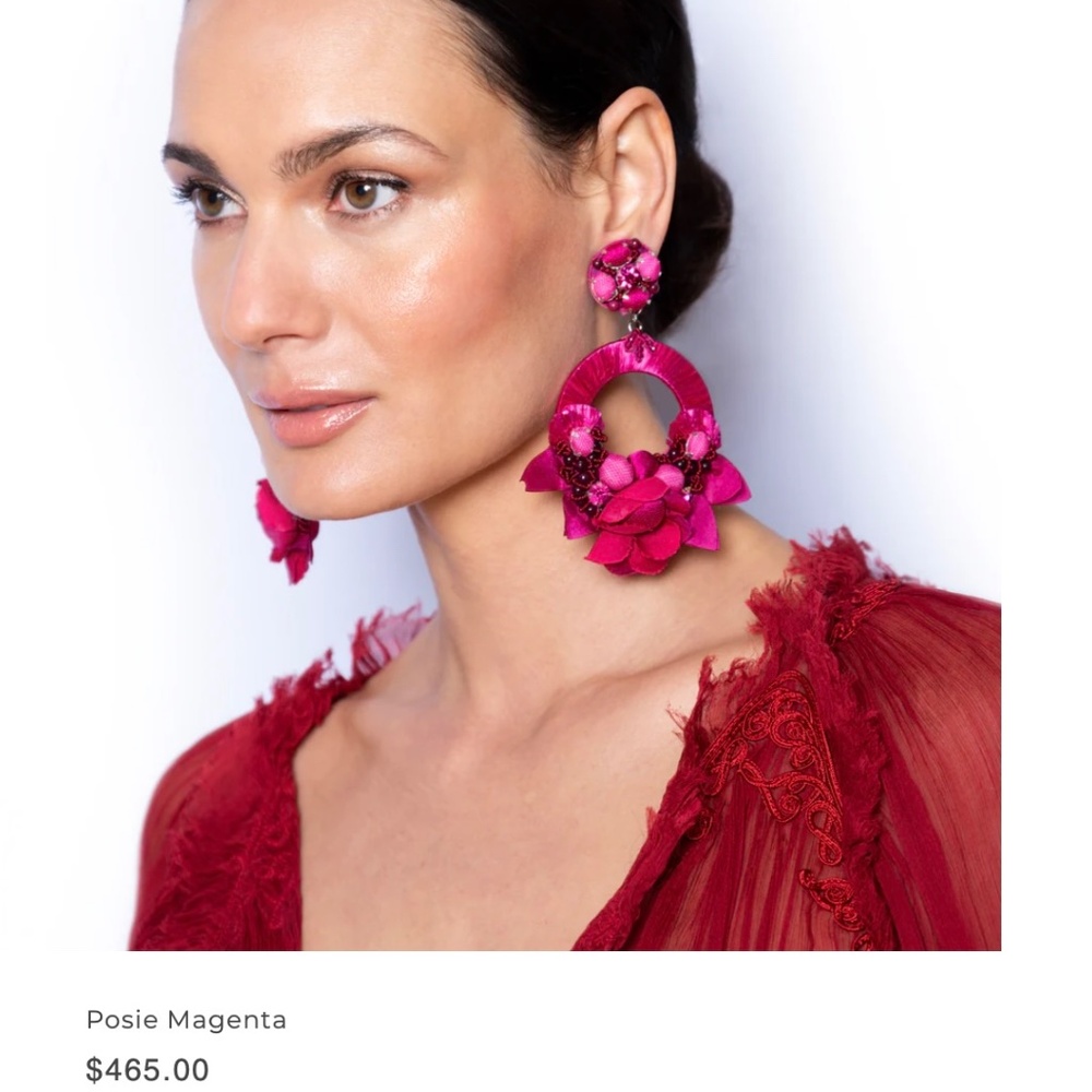 Ranjana Khan Fuchsia Statement Clip-on Earrings